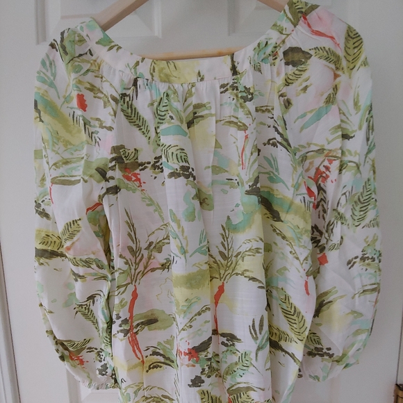 NWT LC Lauren Conrad Banded Neck Peasant Blouse - Size M - Picture 3 of 9